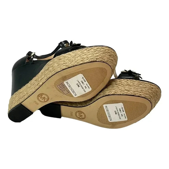 Michael Kors Heidi Womans Shoes Size 7.5 M Wedge Black Gold Juet  Platform - Picture 4 of 10